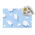 thumbnail image 4 of YFYANG Washable Heat-Resistant Placemats, 70% PVC/30% Polyester, Blue Sheep Cloud Kitchen Table Mat, 12" x 18" 6 Piece, 4 of 6