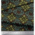 thumbnail image 3 of Soimoi Brown Moss Georgette Fabric Moroccan Damask Fabric Prints By Yard 42 Inch Wide, 3 of 3