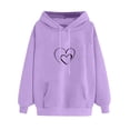 thumbnail image 3 of ShomPort Women Graphic Print Hoodies Fleece Sweatshirt Casual Basic Long Sleeve Workout Pullover Fall Clothes (Purple 39), 3 of 3