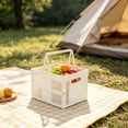 thumbnail image 4 of Foldable Plastic Grocery Basket with Handle, Collapsible Storage Crate for Shopping, Picnic & Home Organization, 4 of 6