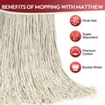 thumbnail image 2 of MATTHEW CLEANING 16oz 12Pack Cotton Floor Mop,Cotton Cut End String Heavy Duty String Mop Refills, Universal Headband Blend Mop,Mop Head Replacement for Home, Industrial and Commercial Use(White), 2 of 5