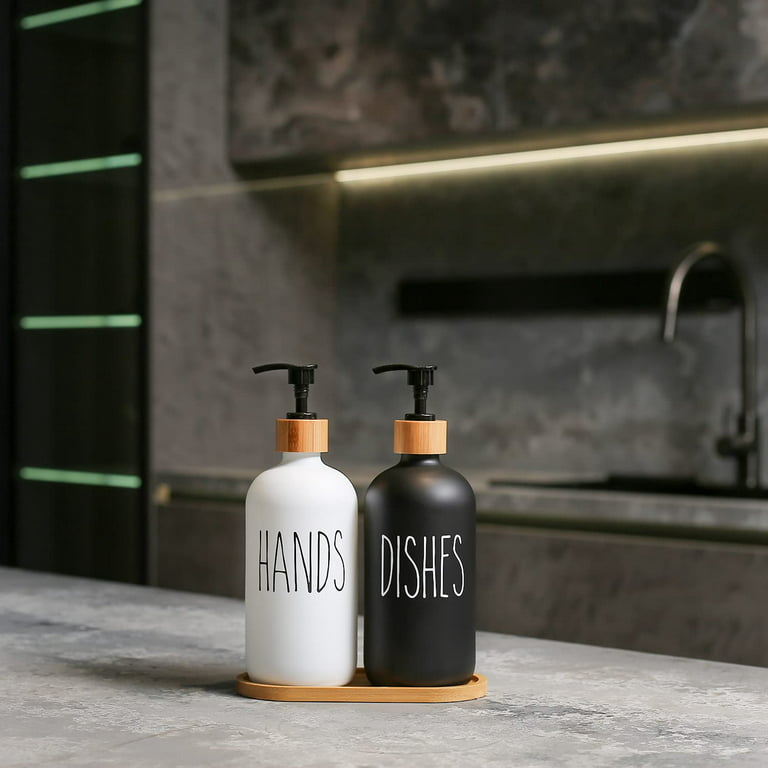 16 Oz Glass Hand Soap Dispenser Liquid Dish Soap Dispenser For Kitchen Sink  Bath