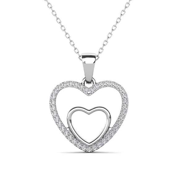 Cate & Chloe Amorette 18k White Gold Plated Pendant Necklace with Simulated Diamonds Gift for Women