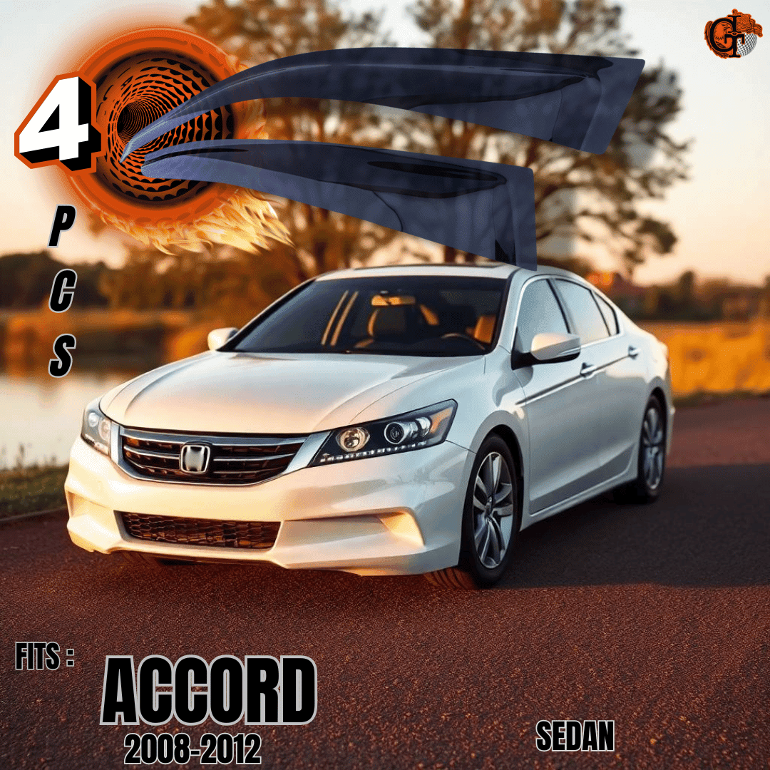 Fits 2008-2012 Honda Accord | Out-Channel Window Visor Sun Rain Guard Vent | Tinted Smoke Black