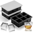 thumbnail image 1 of Bandeja grande para cubitos de hielo para tapas, 3 paquetes, molde de cubitos de hielo cuadrs grandes para whisky, molde de hielo de silicona estilo antiguo para cócteles, 1 of 3