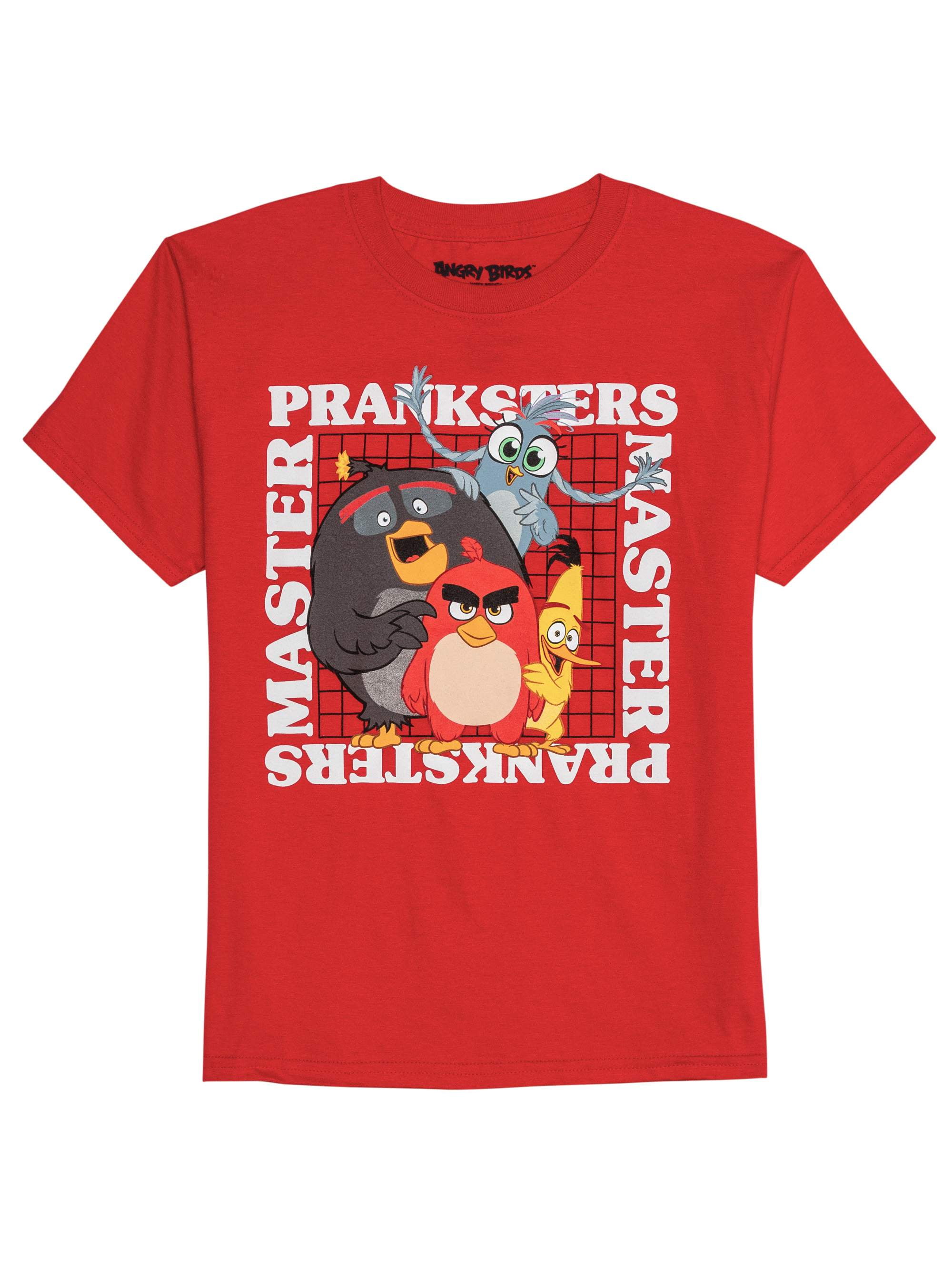 Boys Tee Shirt Short Sleeve ANGRY BIRDS Black City Buildings 10-12 14-16 18