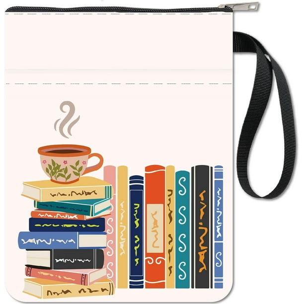 Funda para libro, patrones para libros, protector de libros de café, fundas para libros de bolsillo, funda de tela lavable con cremallera y bolsillo adicional.