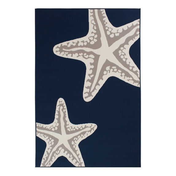 Ashton Woods 5' x 7' Blue Nautical Outdoor Rug