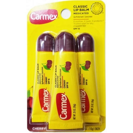 Carmex Daily Care Moisturizing Lip Balm, Fresh Cherry with SPF 15, 3 Count