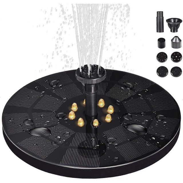 XHX Upgraded Solar Water Fountain with 3W LED Light - Solar Powered Fountain with 8 Water Styles - Solar Powered Floating Fountain for Birdbath, Garde_Perfect Gift