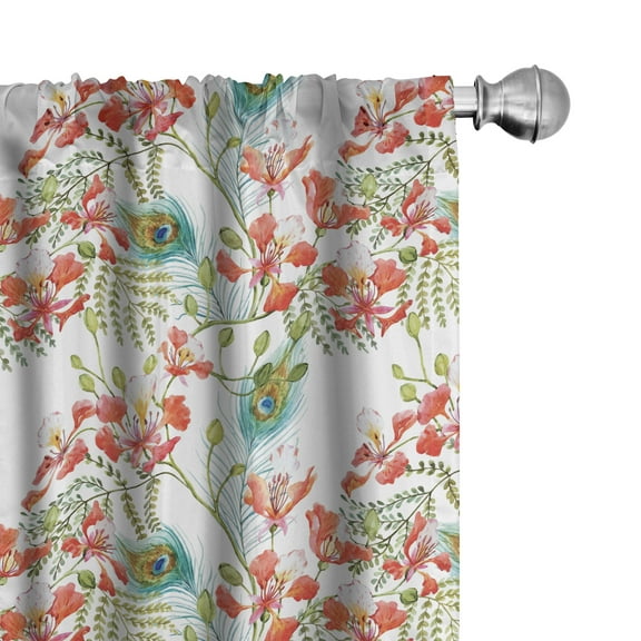 Ambesonne Spring Curtains, Peacock Feather Petunia, Pair of 28"x95", Multicolor