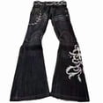 thumbnail image 1 of Womens Polyester Printed Oversized Baggy Wide Leg High Waist Full Length Jeans, 1 of 10
