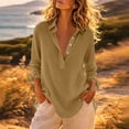 thumbnail image 2 of GERsome Button Down Shirts for Women Long Sleeve Collared V-Neck Comfy Cotton Casual Loose Fit Dressy Blouses Green 2XL, 2 of 5
