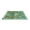 thumbnail image 2 of Ahgly Company Machine Washable Indoor Square Animal Turquoise Blue Traditional Area Rugs, 6' Square, 2 of 4