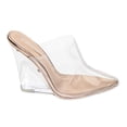 thumbnail image 2 of CAPE ROBBIN Women's Sugar Transparent Lucite Clear Wedge Heel PVC Closed Toe Slip On Mules, 2 of 2