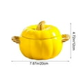 thumbnail image 3 of Zawou 800ml Ceramic Pumpkin Bowl with Lid – Cute Mini Dutch Oven Style Tableware for Oatmeal, Snacks, or Holiday Desserts, 3 of 7