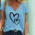 thumbnail image 1 of Hauts d'Été Grande Taille pour Femmes, Mode Décontractée, T-Shirt Ample à Col en V Imprimé, Manches Courtes, T-Shirt à Col en V pour Femmes en Liquidation, 1 of 4