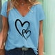 thumbnail image 1 of Pntutb - Camiseta holgada con cuello en V para mujer, informal, a la moda, con estampado de manga corta Pntutb Pntutb-5314, 1 of 4