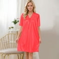 thumbnail image 7 of LIaqionyy Satin Nightgowns for Women Short Sleeve Silky Lace V Neck Flowy Nightshirt Lightweight Comfy Loungewear, 7 of 7