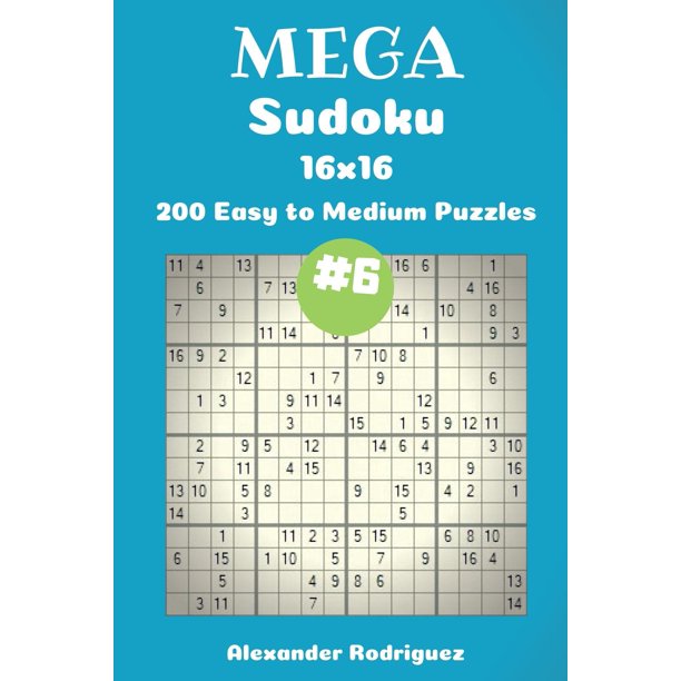 mega sudoku puzzles 200 easy to medium 16x16 vol 6 walmart com
