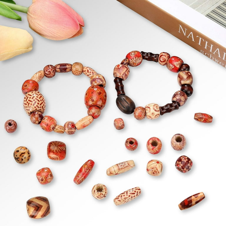 Printing Colored 10/20pcs 10mm Natural Wooden Beads For Jewelry Making  Carved Decorative Pattern Beads DIY Bracelets Accessories - AliExpress