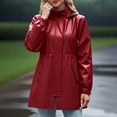 thumbnail image 2 of WTOBBY Jacket Women Waterproof Windbreaker Lightweight Rain Jackets With Pockets Packable Hooded Raincoats For Women, Ideal for Outdoor and Travel,Wine 2XL, 2 of 8