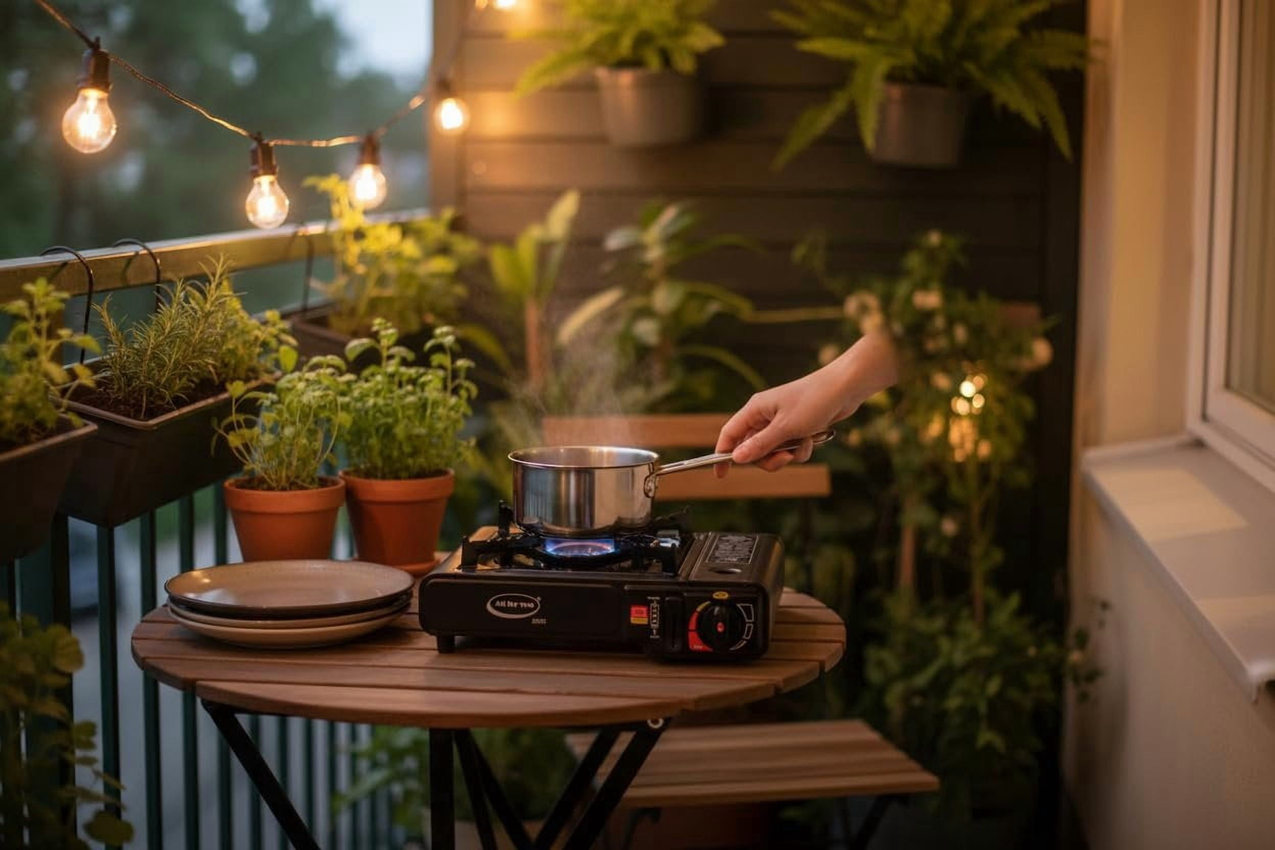J&V TEXTILES Portable Gas Stove, Single Burner, Black, 2.2KW, CSA Certified, Temperature Control with Indicator Light, Easy to Clean, with Carrying Case