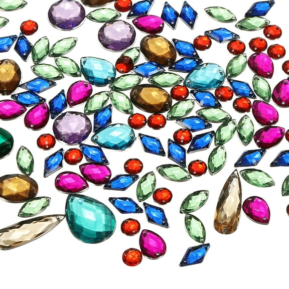 Uxcell Sew on Rhinestones Flatback Crystal Acrylic Gems Diamante for DIY Crafts Dress Clothes Shoes Bag Decorations - Mixed Shape (200Pcs, Multicolor)