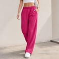 thumbnail image 5 of WULMLEO Womens Sweatpants Solid Wide Leg Elastic Waist Fall Winter Bottoms Trendy Lightweight Pant Stretch Athletic Paloma Pants with Pockets Hot Pink S, 5 of 8