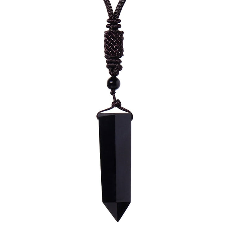 Black healing sale stone necklace