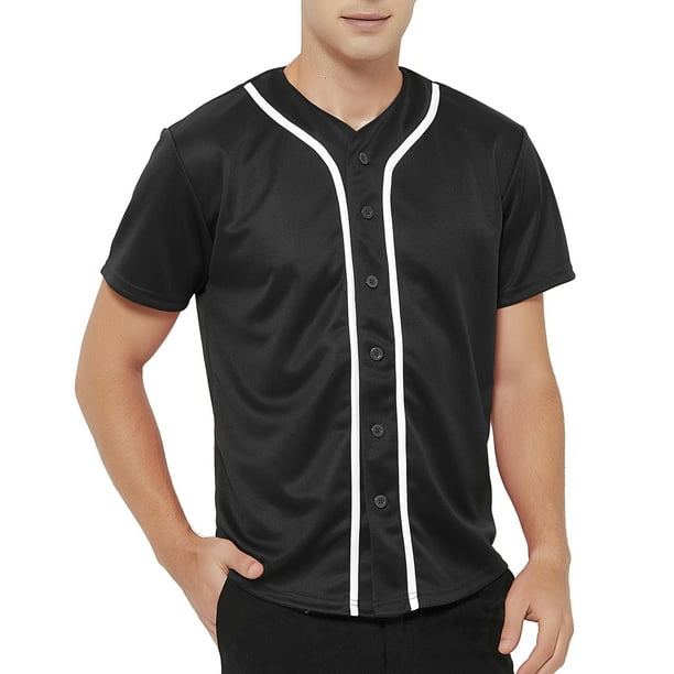 Toptie TOPTIE Mens Baseball Jersey Plain Button Down Shirts Team