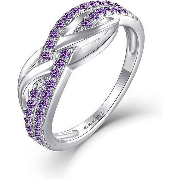 JO WISDOM Women Celtic Knot Rings,Criss-Cross X Shape Promise Rings for Women with Cubic Zirconia,925 Sterling Silver Rings