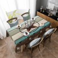 thumbnail image 4 of Teal Brown Texas Star Rectangle Tablecloth, Farmhouse Country Wooden Waterproof & StainResistant Tablecloth, Washable Oil-proof Table Cover for Dining/Party/Wedding/Camping/Buffet 52x70 In, 4 of 9