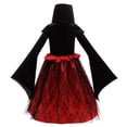 thumbnail image 5 of BFHHYA Girls Halloween Clothes 4 Piece Set Medieval Lace Mesh Long Sleeve Dress with Magic Wand, Headband, Bracelet and Necklace Kids Witch Outfits for Hoilday Party Wear, 5 of 5