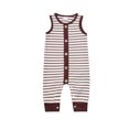 thumbnail image 1 of Baby Girl Boy Romper Sleeveless Round Neck Toddlers Summer Casual Striped Buttons Jumpsuit, 1 of 9