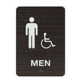 thumbnail image 2 of Dark Woodgrain Men And Women ADA Restroom Sign Set / Modern Chic Acrylic 6" x 9" Bathroom Signs With Braille, 2 of 5