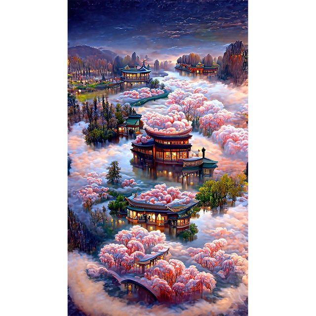 Cuadros Decorativos Chateau Montrose 5D DIY Diamond Painting Kits Full Round Drill Wall Decor (Y679) Likrtyny embutido en tela