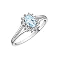 thumbnail image 4 of RYLOS Rings for Women 14K White Gold Ring Classic Halo Diamond Birthstone Ring 6X4MM Oval March Aquamarine Jewelry for Women  Size 9, 4 of 8