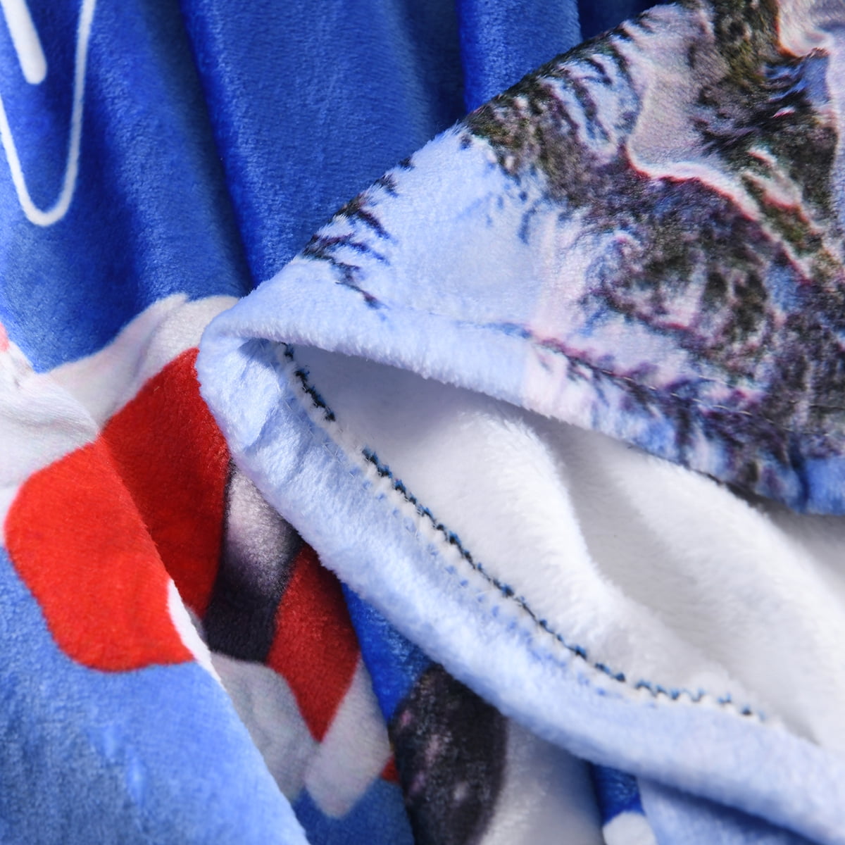 Merryhome Printed Fleece Throw Blanket, Blue & White, Standard Throw