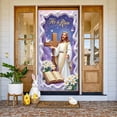 thumbnail image 3 of Purple Theme He is Risen Banner White Butterflies Resurrection Display Lily Flowers Wooden Cross Jesus Backdrop for Easter Celebration Church Service Religious Gathering, 3 of 9