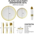thumbnail image 2 of Ktaxon 400 Piece Gold Plastic Dinnerware Set for 50 Guests, Elegant Disposable Plates, 50 Straws, 100 Plates, 50 Cups, 150 Goldware, 50 Pre Rolled Napkins for Party Wedding Anniversary, 2 of 8