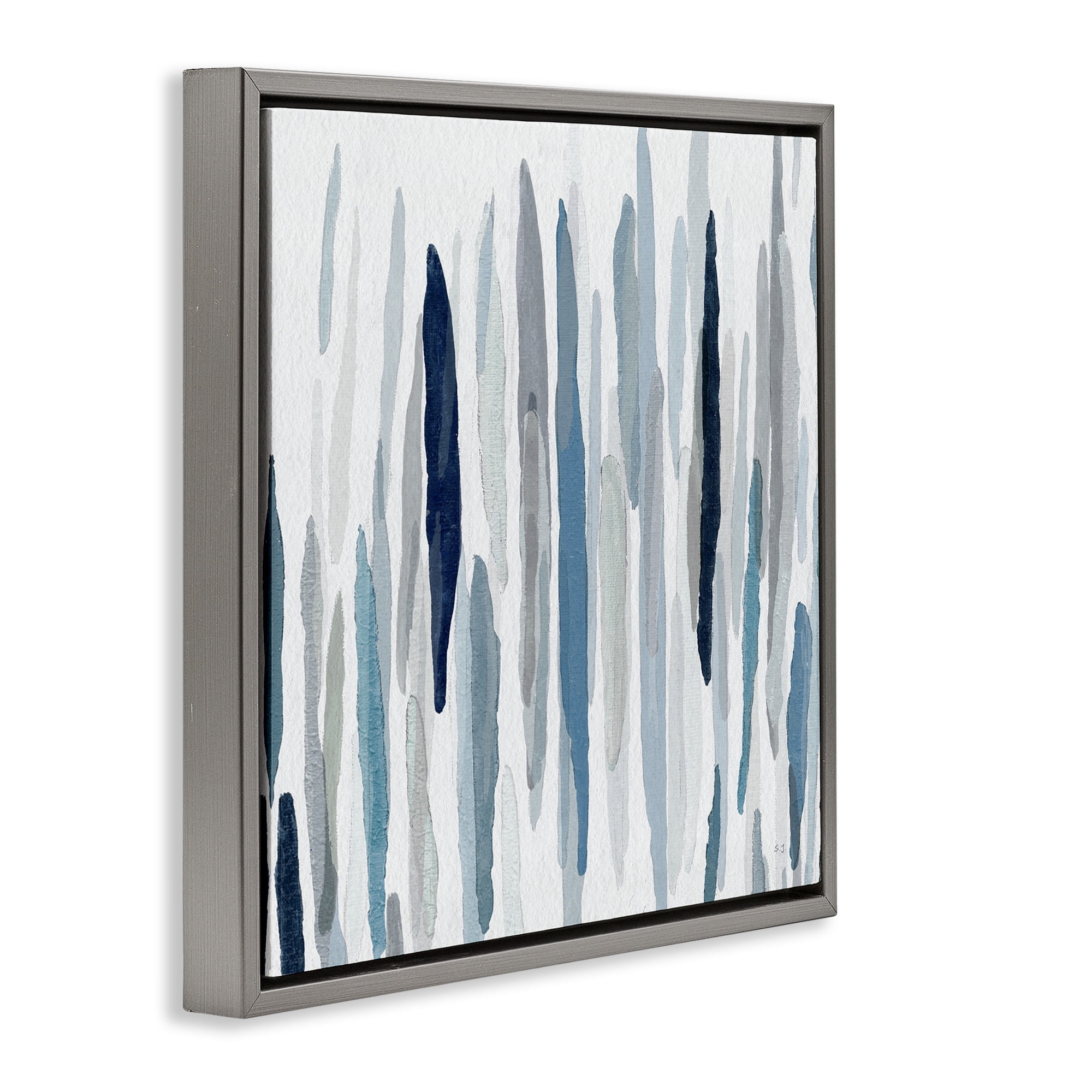 Stupell Industries Abstract Rain Pattern Strokes Abstract Painting Gray Floater Framed Canvas Art Print Wall Art, 18 x 18