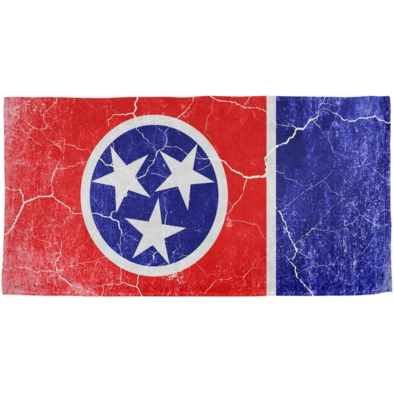 Tennessee Vintage Distressed State Flag All Over Beach Towel
