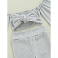 thumbnail image 5 of Bagilaanoe 2pcs Toddler Baby Girl Long Pants Set Tie-Up Off-Shoulder Crop Tops + Flare Trousers 6M 12M 18M 24M 3T 4T Kids Casual Outfits, 5 of 9