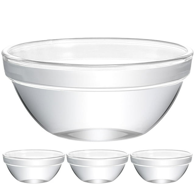 4Pcs Household Glass Bowls Transparent Serving Bowls Multi-function Food Bowls