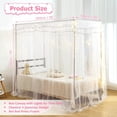 thumbnail image 4 of Twin Size Bed Canopy with Lights, Bed Canopy for Girls Princess with Luminous Stars, Canopy Bed Curtains for Twin Bed Kids Indoor Decor Bedroom, 4 Corner Post Bunk Bed for Student Dormitory, White, 4 of 15