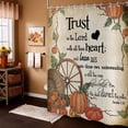 thumbnail image 3 of Fall Shower Curtain, Retro Autumn Thanksgiving Harvest Watercolor Pumpkins Farmhouse Bathroom Curtain Bathtub Home Decor Waterproof Fabric Machine Washable with 6PCS Hooks,36" Wx72 L, 3 of 6