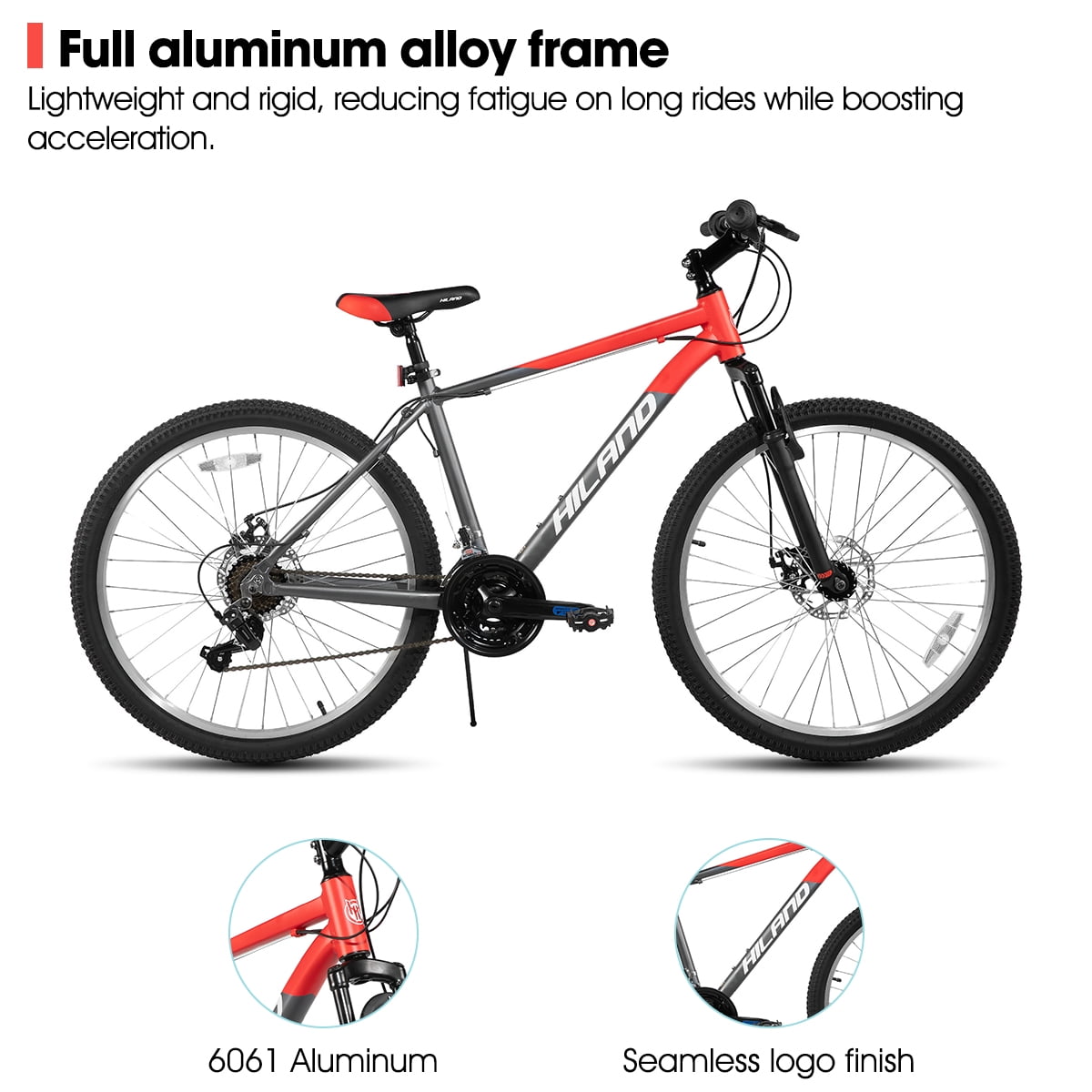 Hiland 26 Inch Mountain Bike, 18 Speed MTB with Dual Disc Brake, Mountain Bike for Men , Aluminium Frame Bicycle
