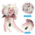 thumbnail image 4 of Uxcell Artificial Bridal Bouquet Wedding Flowers Bouquets with Silk Ribbon for Bride Bridesmaid White, Coffee Powder, 4 of 6