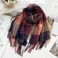 thumbnail image 4 of Use una manta larga a cuadros para mujer, gruesa, de gran tamaño, para invierno/otoño, bufanda cálida, bufandas de tartán grandes, chal envolvente, 4 of 7